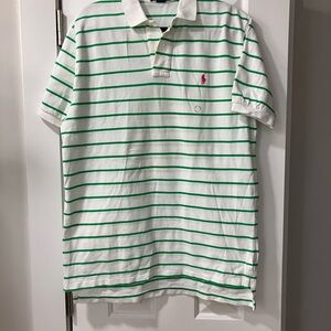 Ralph Lauren White and Green Striped Polo